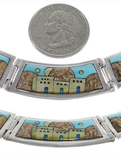 Multicolor Necklace Set Native American Village Design Jewelry GS62304